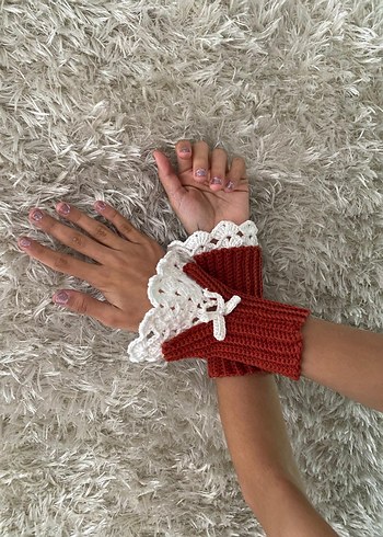 Dantel Detaylı Vintage Örgü Kadın Eldiveni - Görsel 2