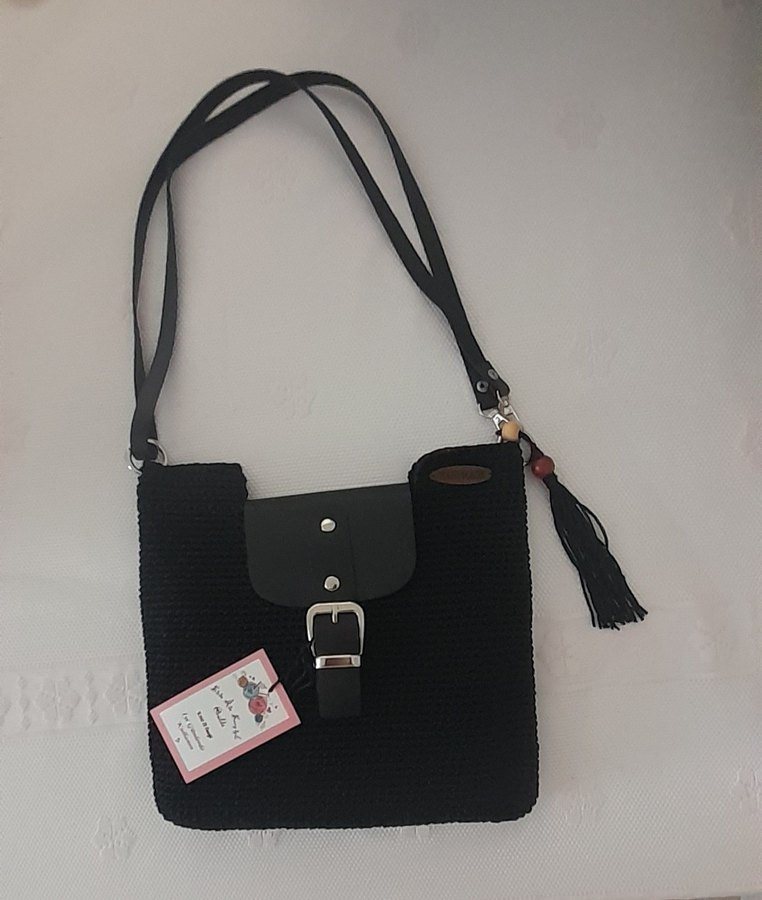 Siyah Örgü Kadın Çanta Tokalı - Görsel 3