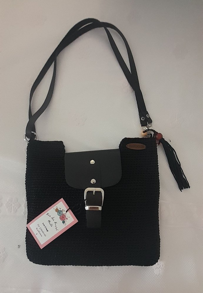 Siyah Örgü Kadın Çanta Tokalı - Görsel 2