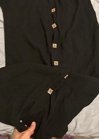 Siyah Kısa Kollu Uzun elbise - Görsel 2