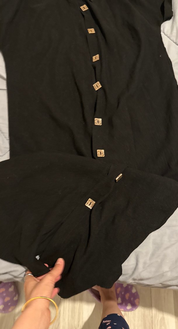 Siyah Kısa Kollu Uzun elbise - Görsel 2