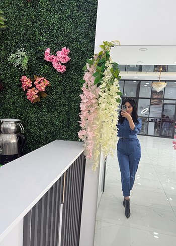 Düğmeli, Midi Boy, kadın saten takım - Görsel 8