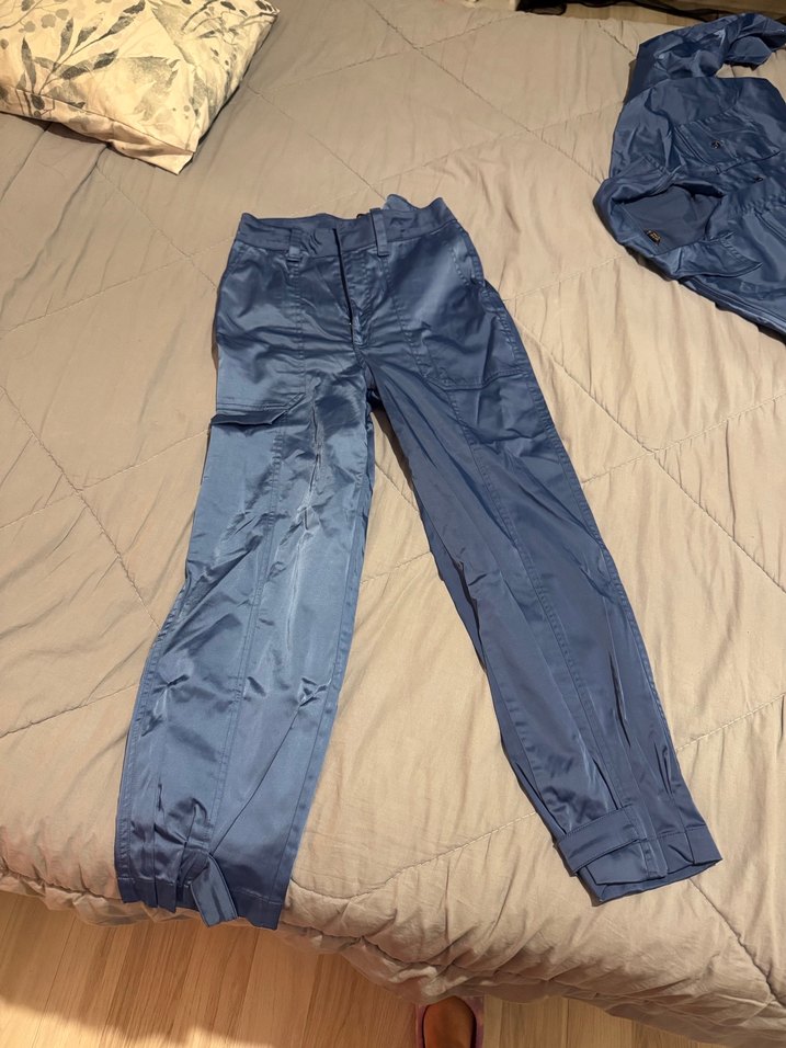 Düğmeli, Midi Boy, kadın saten takım - Görsel 5