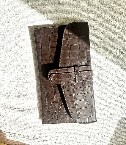Acı kahve deri clutch çanta