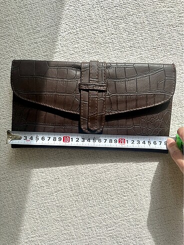 Beden Acı kahve deri clutch çanta