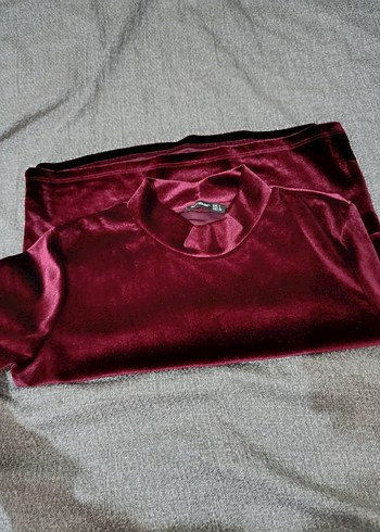 Bordo V Yakalı Kısa Kollu Hamile Tunik - Görsel 2