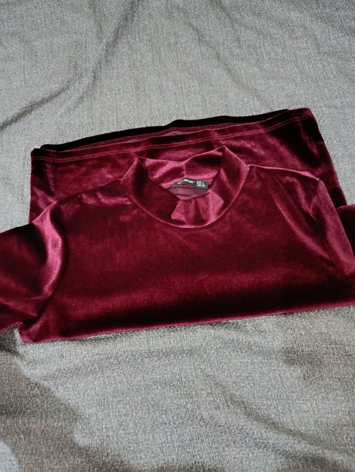 Bordo V Yakalı Kısa Kollu Hamile Tunik - Görsel 2