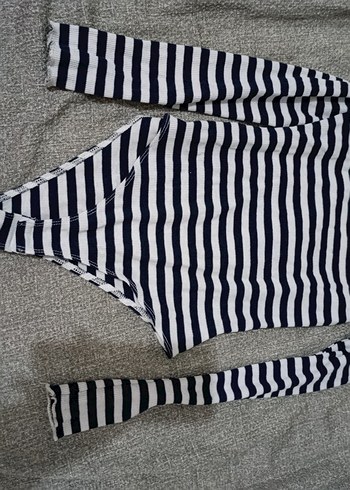 Kadın Çizgili Uzun Kollu Gri Tulum - Görsel 3