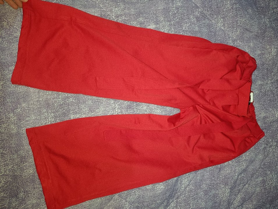 Kırmızı Drapeli Kadın Kumaş Pantolon - Görsel 2