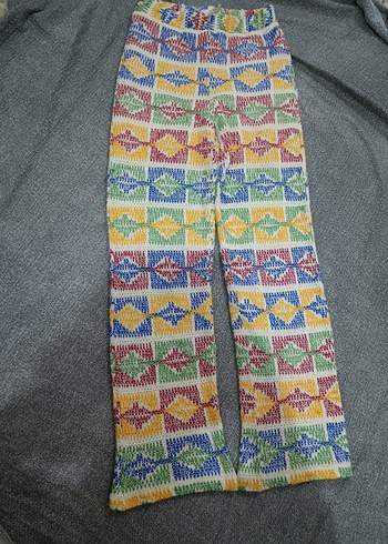 Çok Renkli Örgü pantolon - Görsel 3