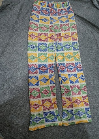 Çok Renkli Örgü pantolon - Görsel 4