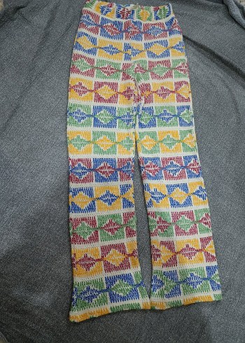 Çok Renkli Örgü pantolon - Görsel 2