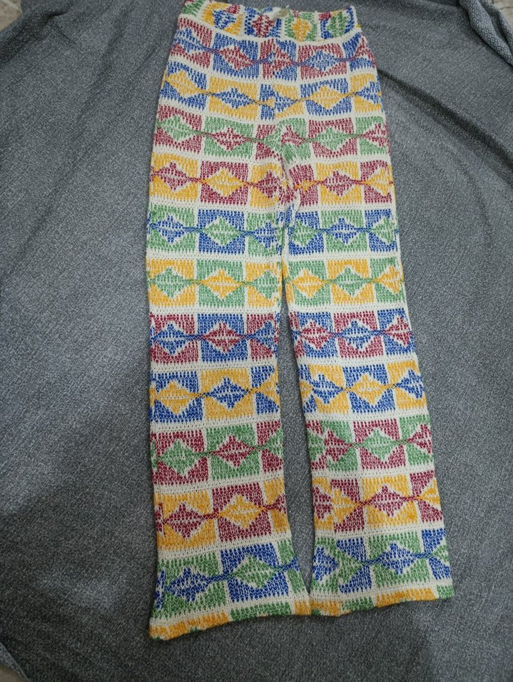 Çok Renkli Örgü pantolon - Görsel 3