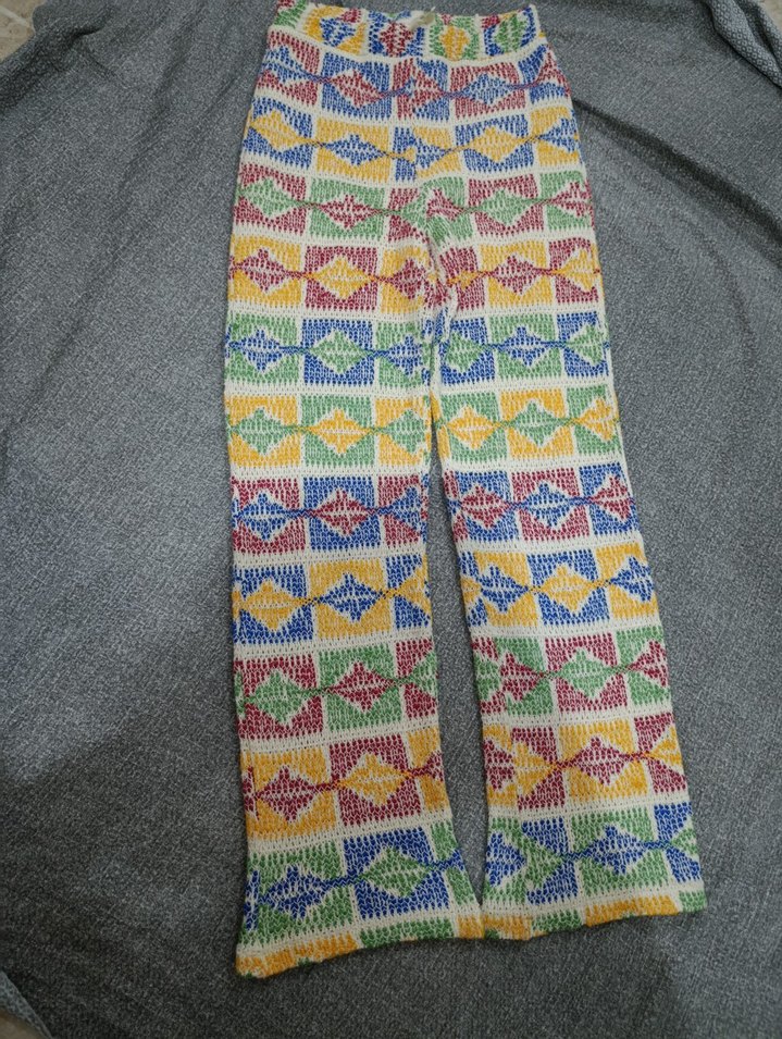 Çok Renkli Örgü pantolon - Görsel 4
