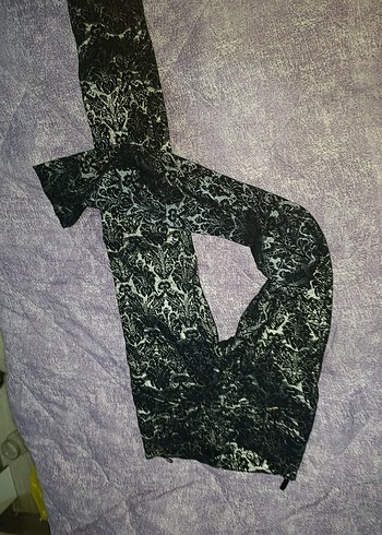 Dantel Detaylı Yılan Desenli Kadın Pantolon - Görsel 3