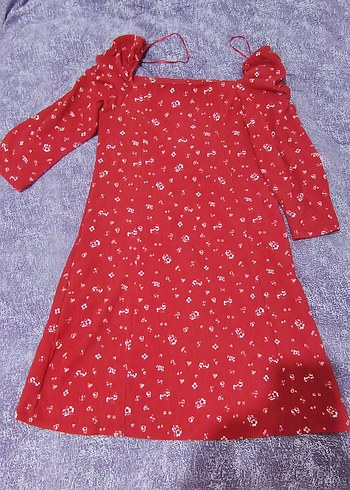 Kırmızı Desenli Triko elbise - Görsel 2