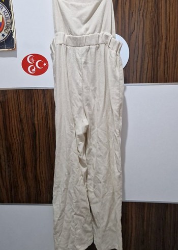 Kadın Bej Keten Salaş Uzun Tulum - Görsel 3