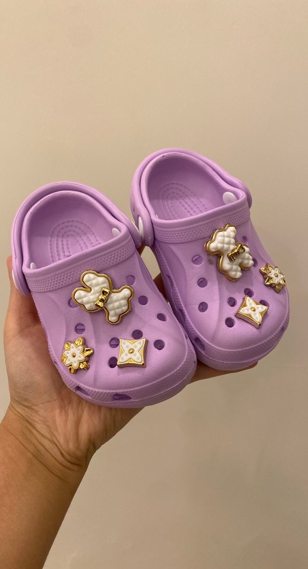 Pul İşlemeli Mor Kız Çocuk Terlikleri - Görsel 2