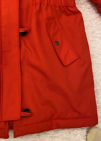 Kürklü Kırmızı Kadın Kışlık Mont - Görsel 3