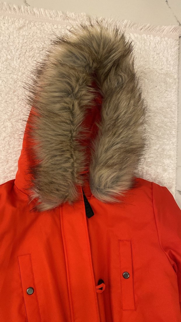 Kürklü Kırmızı Kadın Kışlık Mont - Görsel 4