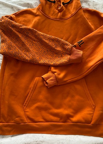 Turuncu Kapüşonlu erkek Sweatshirt - Görsel 3