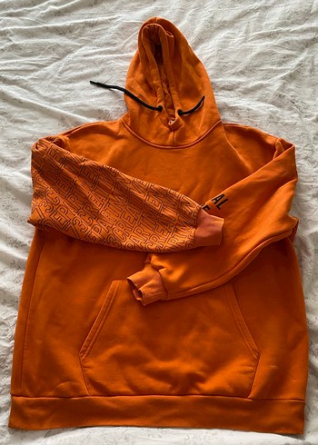 Turuncu Kapüşonlu erkek Sweatshirt - Görsel 2