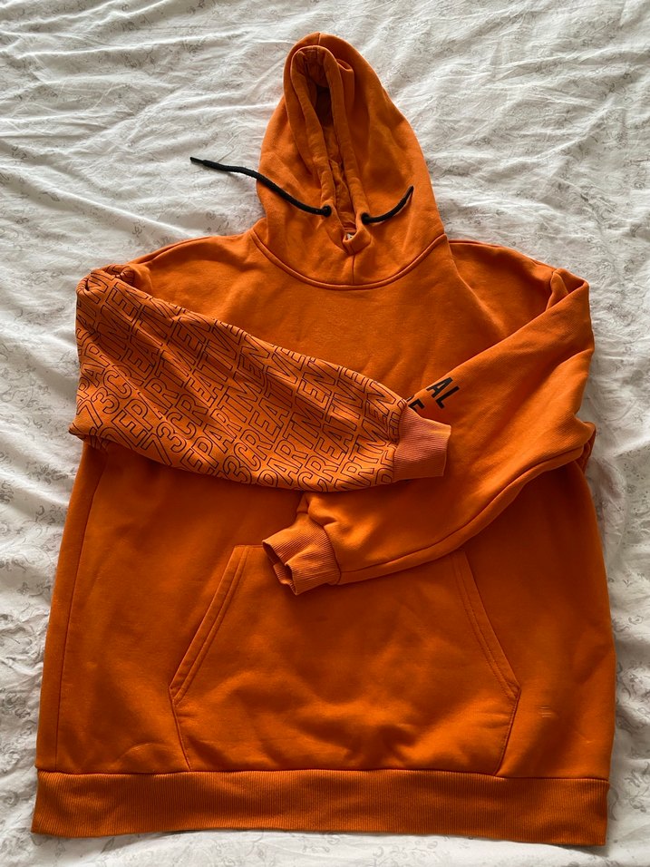 Turuncu Kapüşonlu erkek Sweatshirt - Görsel 2