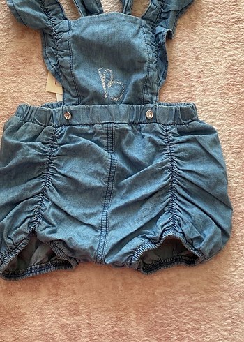 Kızlar İçin Fırfırlı Denim Salopet - Görsel 2