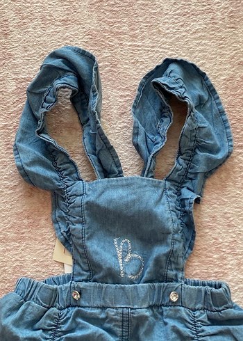 Kızlar İçin Fırfırlı Denim Salopet - Görsel 3
