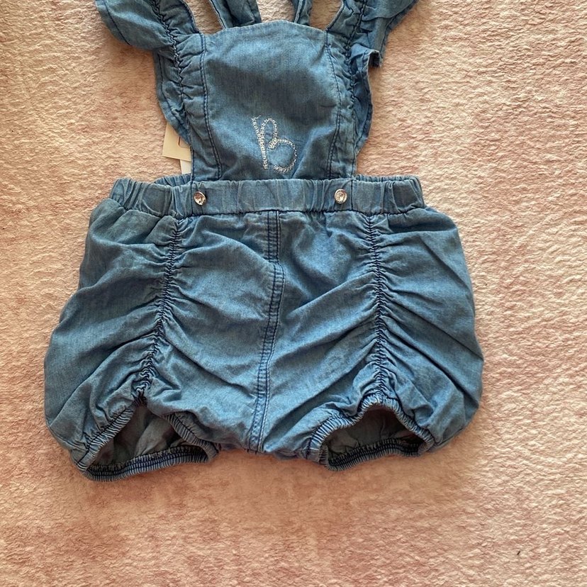 Kızlar İçin Fırfırlı Denim Salopet - Görsel 2