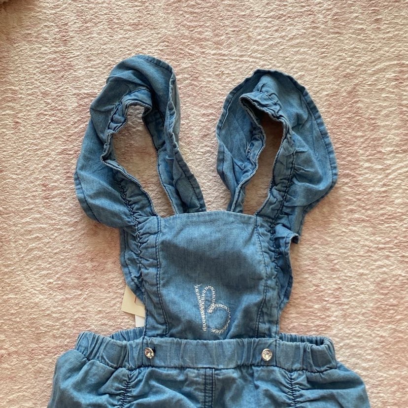 Kızlar İçin Fırfırlı Denim Salopet - Görsel 3