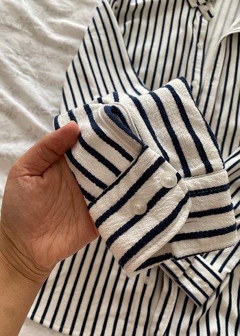 Erkek Uzun Kollu Çizgili Keten Gömlek - Görsel 3