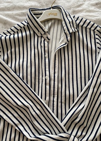 Erkek Uzun Kollu Çizgili Keten Gömlek - Görsel 2