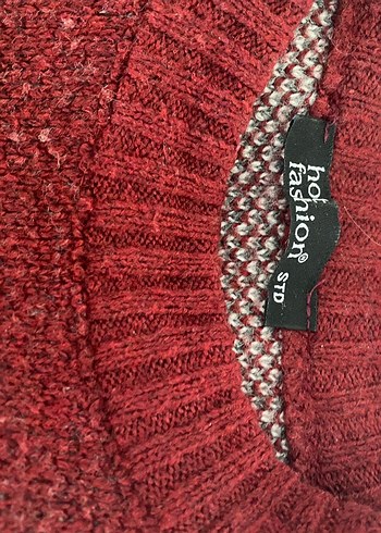 Bordo Gri Örgü Kadın Kazak - Görsel 2