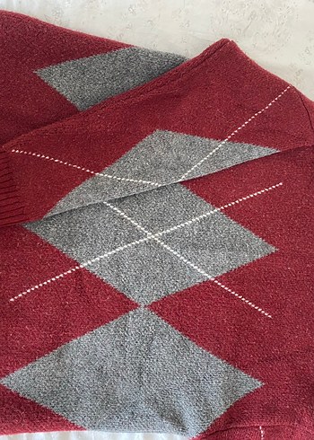 Bordo Gri Örgü Kadın Kazak - Görsel 3