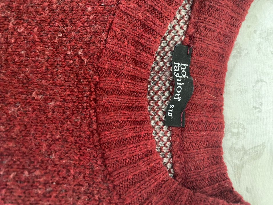 Bordo Gri Örgü Kadın Kazak - Görsel 2