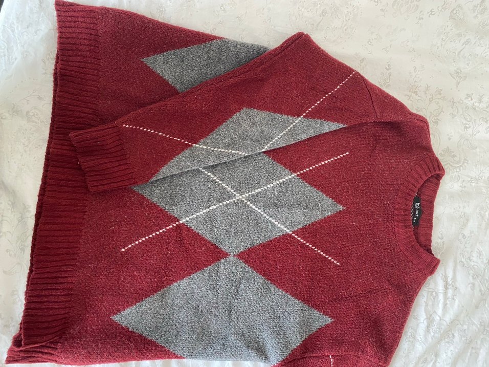 Bordo Gri Örgü Kadın Kazak - Görsel 3