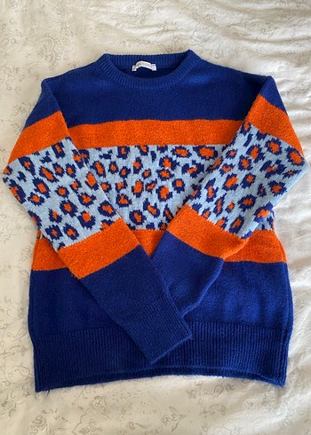 Renkli Desenli Örgü Kadın Kazak - Görsel 2