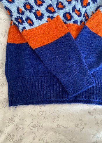 Renkli Desenli Örgü Kadın Kazak - Görsel 3