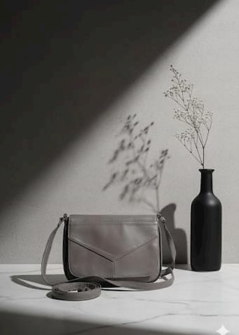 Gri Minimalist Deri Kadın Çanta