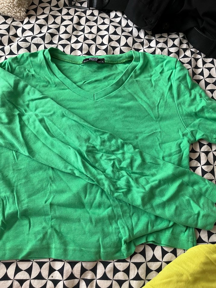 V Yaka Keten Hamile Tişörtü, Kısa Kollu, Salaş - Görsel 3