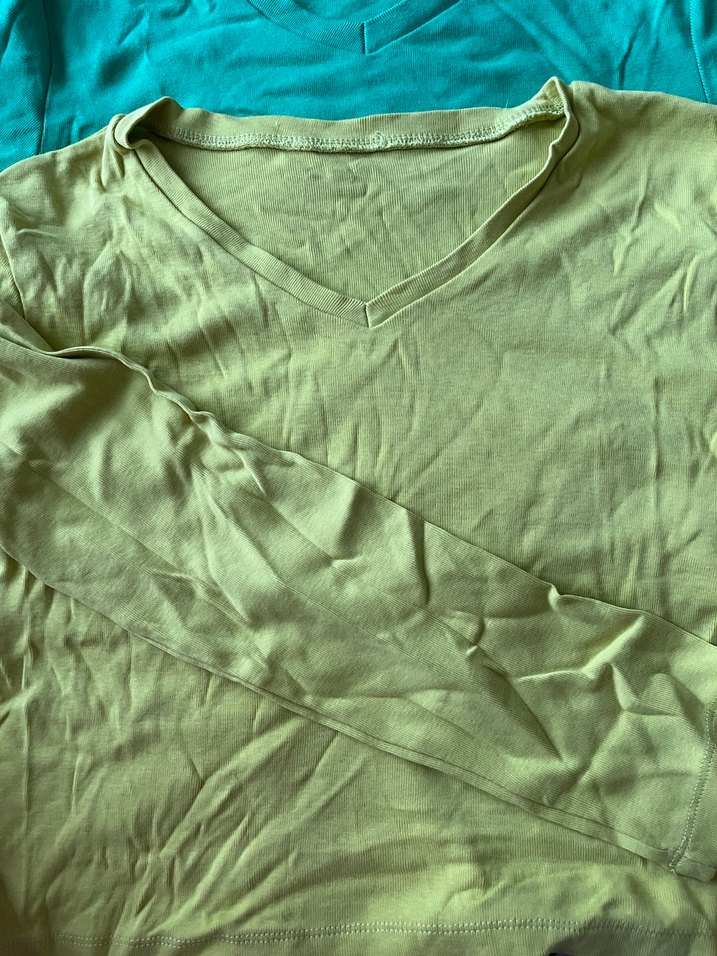 V Yaka Keten Hamile Tişörtü, Kısa Kollu, Salaş - Görsel 2