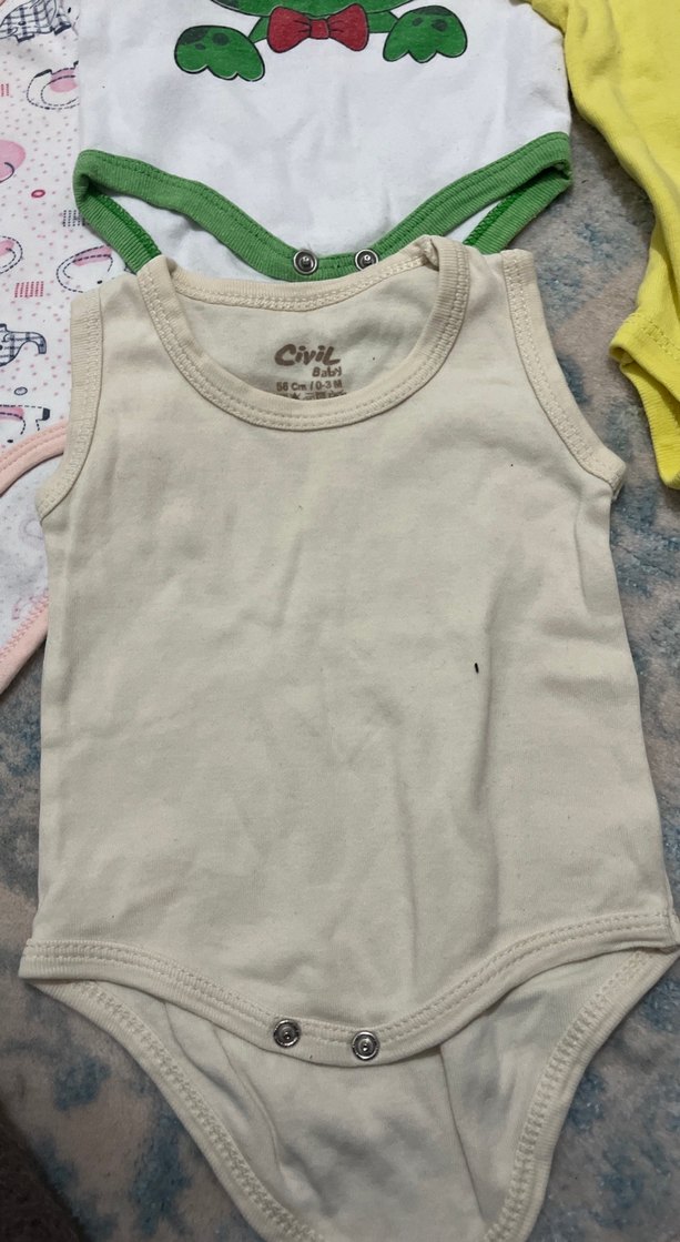 Çok Renkli Kız Bebek Kolsuz Body, Düğmeli - Görsel 3