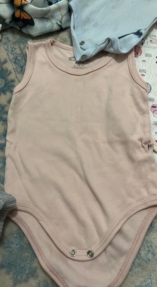 Çok Renkli Kız Bebek Kolsuz Body, Düğmeli - Görsel 2