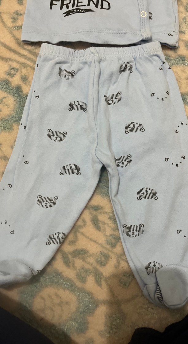 Gri Baskılı Erkek Bebek Takımı Uzun Kollu - Görsel 2