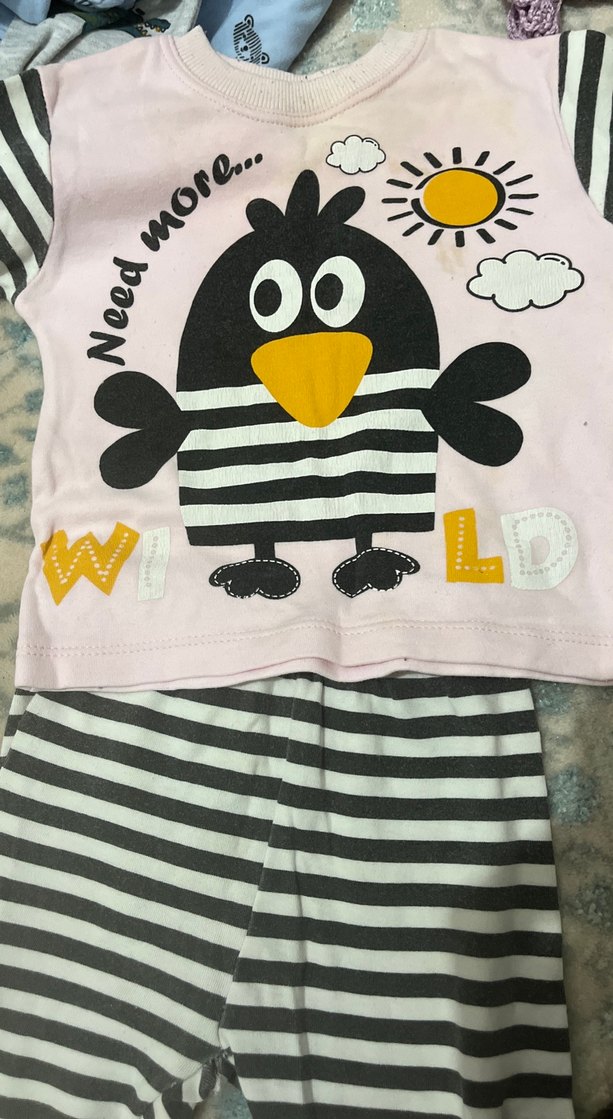 Pembe Zebra Desenli Örgü Bebek Kız Takımı - Görsel 2