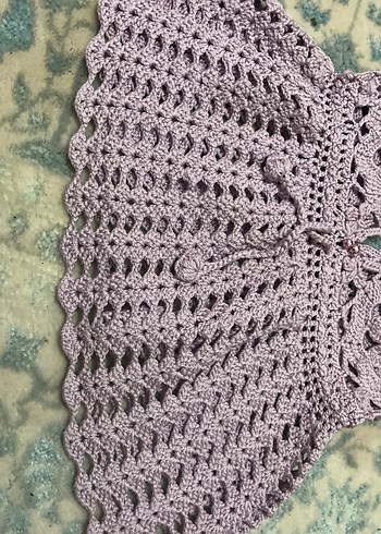 Kızlar için Mor Dantel Detaylı Örgü Bohem Yelek - Görsel 3