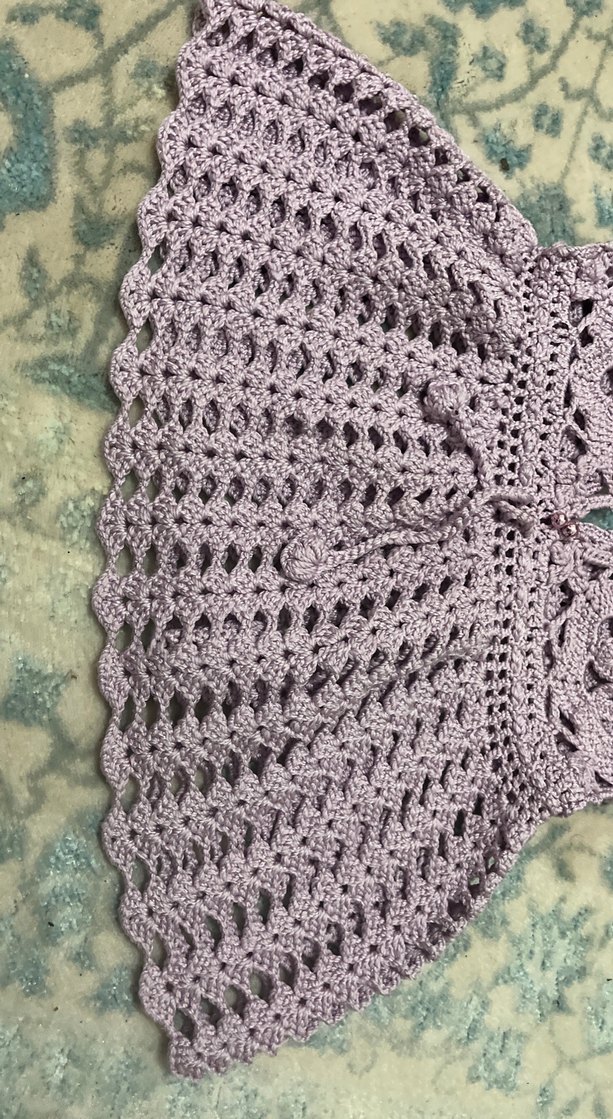 Kızlar için Mor Dantel Detaylı Örgü Bohem Yelek - Görsel 3