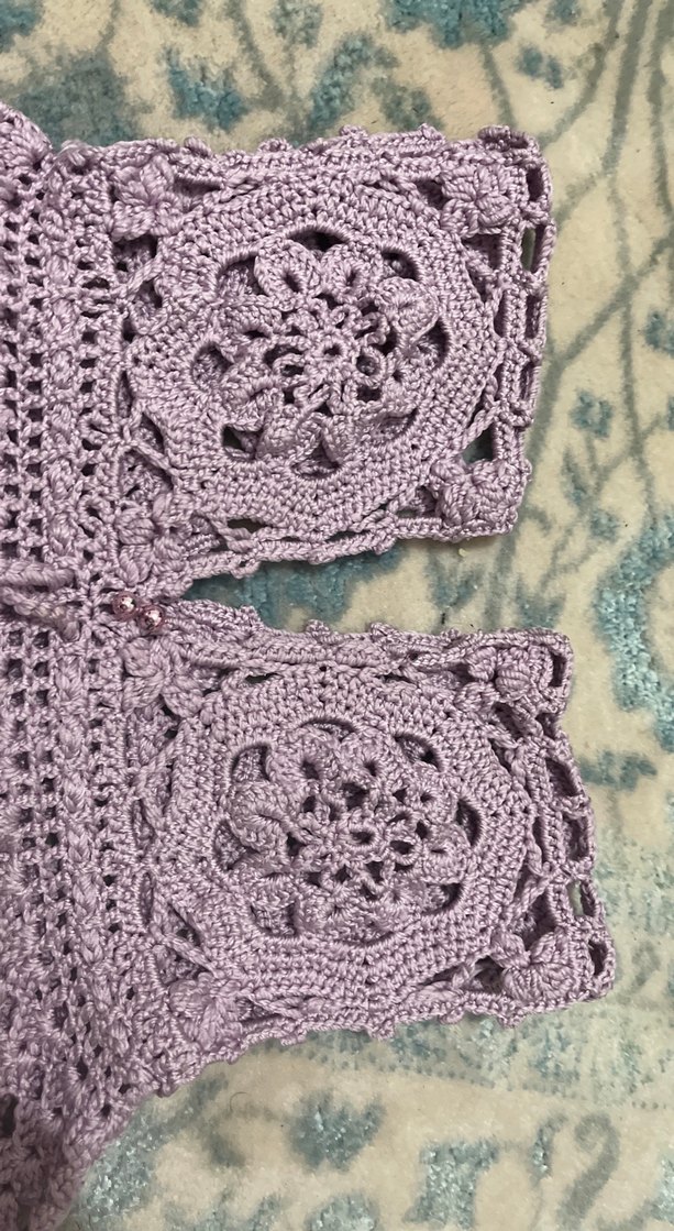 Kızlar için Mor Dantel Detaylı Örgü Bohem Yelek - Görsel 2