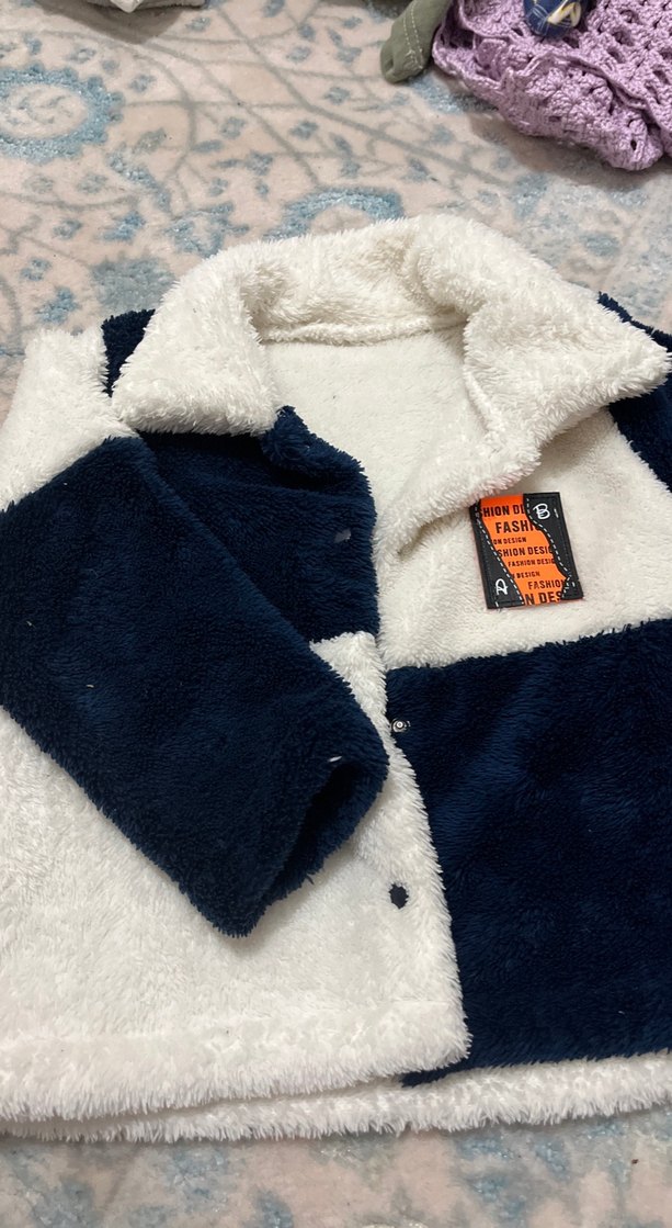 Erkek Beyaz Siyah Peluş Uzun Kollu Ceket - Görsel 2